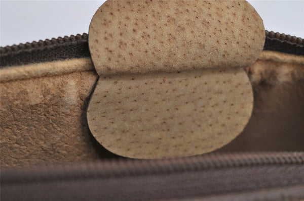 Authentic GUCCI Web Sherry Line Clutch Hand Bag GG PVC Leather Brown Junk 7728I