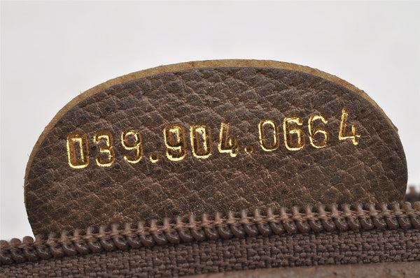 Authentic GUCCI Web Sherry Line Clutch Hand Bag GG PVC Leather Brown Junk 7728I