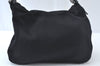 Authentic FENDI Mamma Baguette Shoulder Hand Bag Jersey Leather Black Junk 7728J