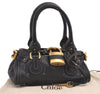 Authentic Chloe Vintage Mini Paddington Leather Hand Bag Purse Black 7729J