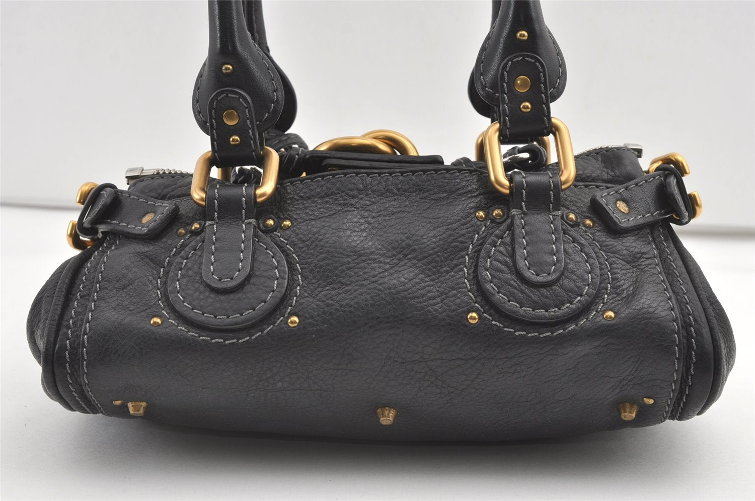 Authentic Chloe Vintage Mini Paddington Leather Hand Bag Purse Black 7729J