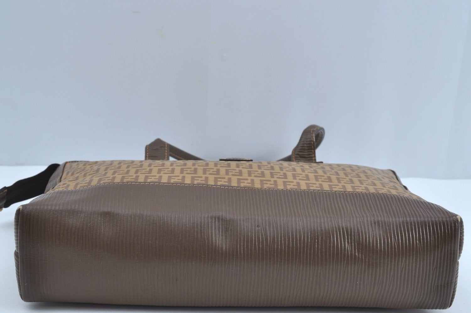 Authentic FENDI Vintage Zucchino Tote Hand Bag PVC Leather Brown 7730H