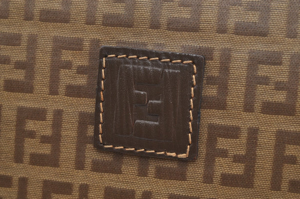 Authentic FENDI Vintage Zucchino Tote Hand Bag PVC Leather Brown 7730H