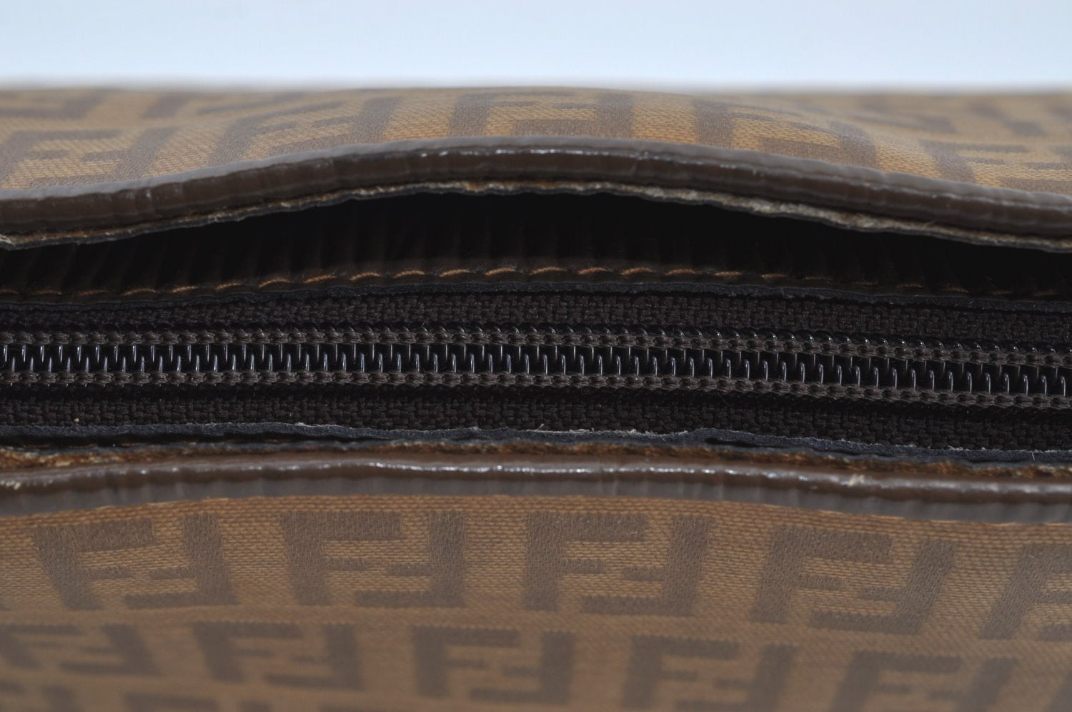 Authentic FENDI Vintage Zucchino Tote Hand Bag PVC Leather Brown 7730H
