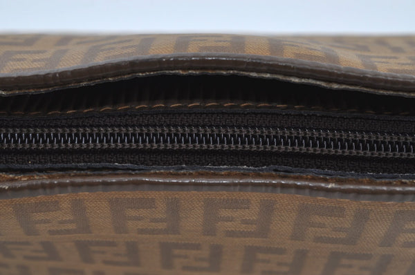 Authentic FENDI Vintage Zucchino Tote Hand Bag PVC Leather Brown 7730H