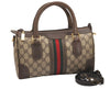 Authentic GUCCI Web Sherry Line 2Way Hand Boston Bag GG PVC Leather Brown 7730I