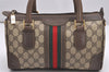 Authentic GUCCI Web Sherry Line 2Way Hand Boston Bag GG PVC Leather Brown 7730I