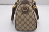 Authentic GUCCI Web Sherry Line 2Way Hand Boston Bag GG PVC Leather Brown 7730I