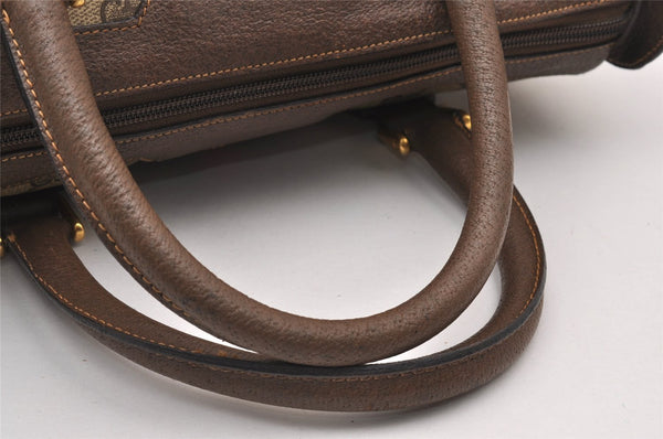 Authentic GUCCI Web Sherry Line 2Way Hand Boston Bag GG PVC Leather Brown 7730I