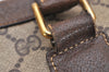 Authentic GUCCI Web Sherry Line 2Way Hand Boston Bag GG PVC Leather Brown 7730I
