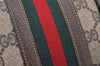 Authentic GUCCI Web Sherry Line 2Way Hand Boston Bag GG PVC Leather Brown 7730I