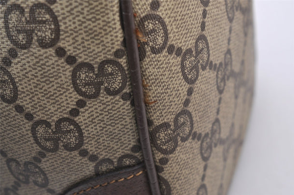 Authentic GUCCI Web Sherry Line 2Way Hand Boston Bag GG PVC Leather Brown 7730I