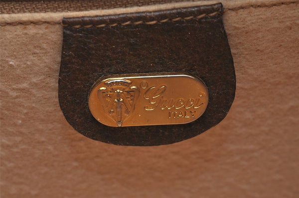 Authentic GUCCI Web Sherry Line 2Way Hand Boston Bag GG PVC Leather Brown 7730I