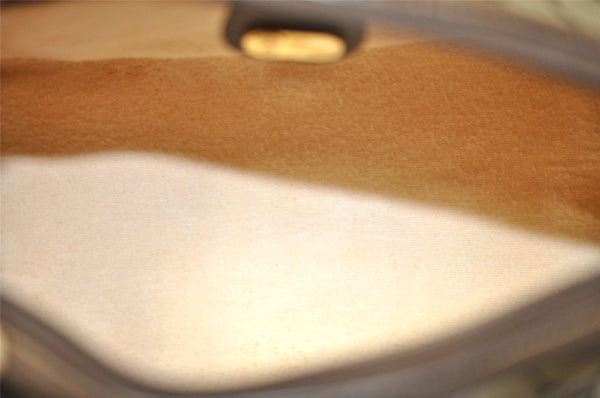 Authentic GUCCI Web Sherry Line 2Way Hand Boston Bag GG PVC Leather Brown 7730I