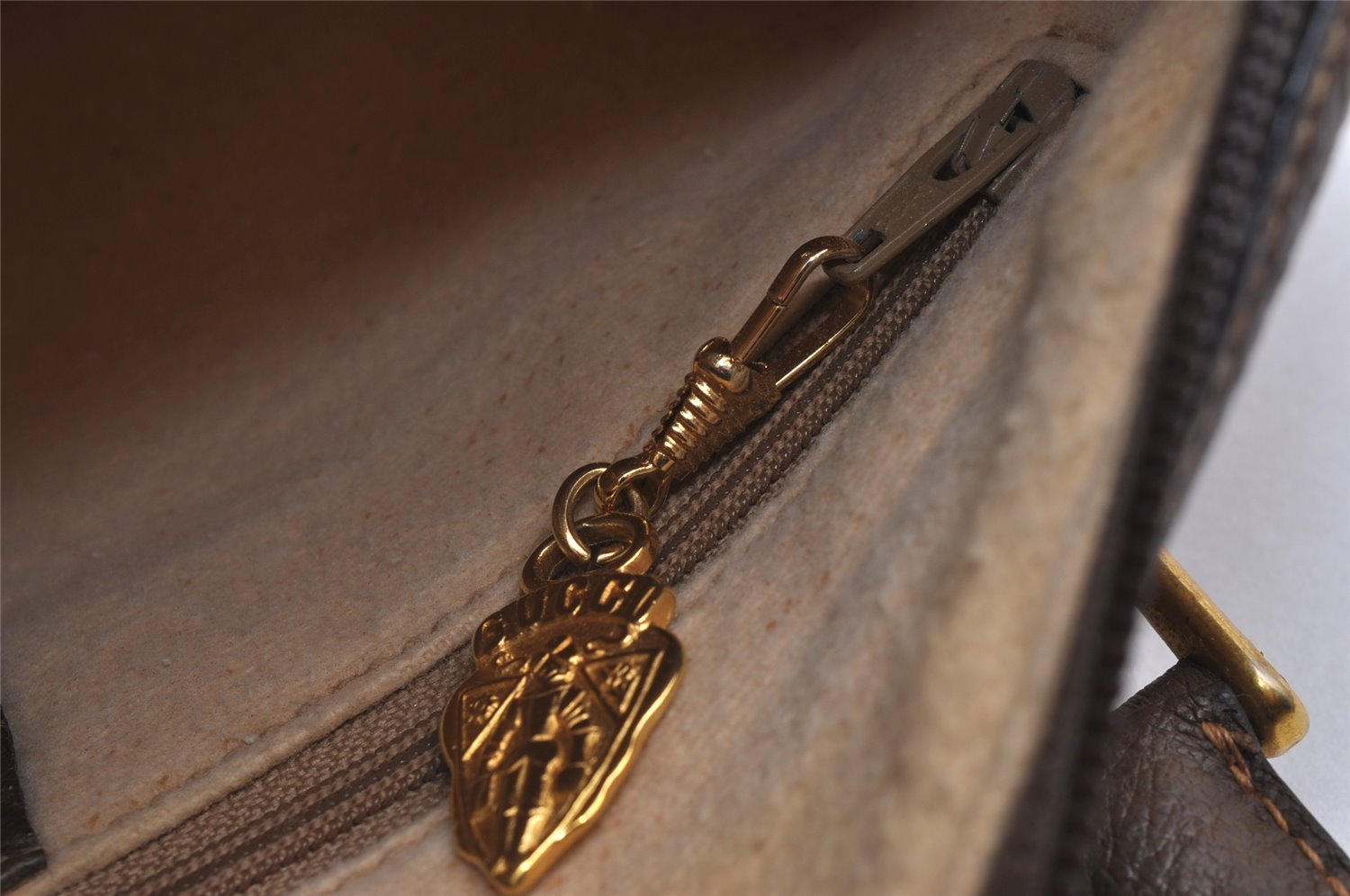 Authentic GUCCI Web Sherry Line 2Way Hand Boston Bag GG PVC Leather Brown 7730I