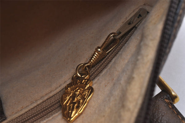 Authentic GUCCI Web Sherry Line 2Way Hand Boston Bag GG PVC Leather Brown 7730I