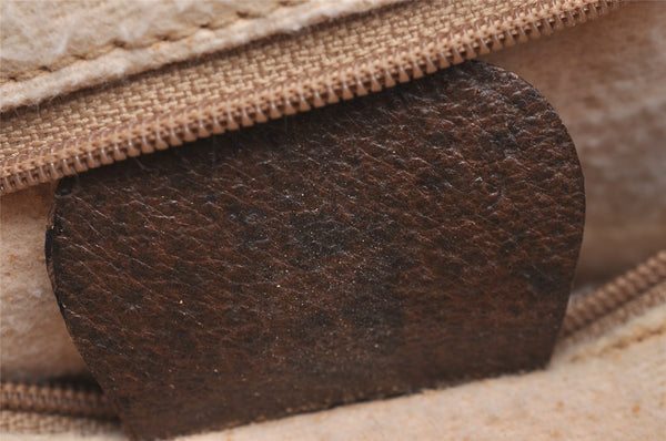 Authentic GUCCI Web Sherry Line 2Way Hand Boston Bag GG PVC Leather Brown 7730I