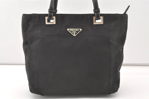 Authentic PRADA Vintage Nylon Tessuto Leather Shoulder Tote Bag Black 7730J