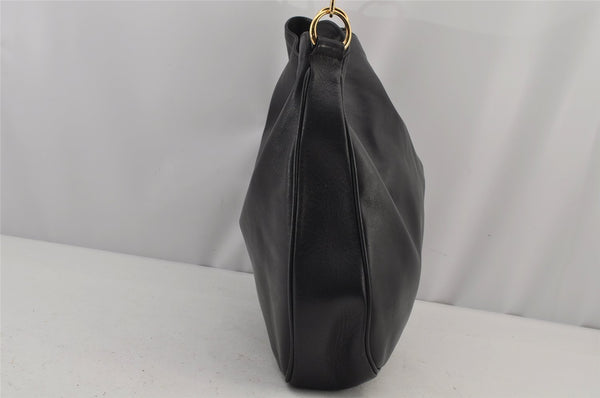 Authentic GUCCI Vintage Bamboo 2Way Shoulder Hand Bag Leather Black Junk 7731J