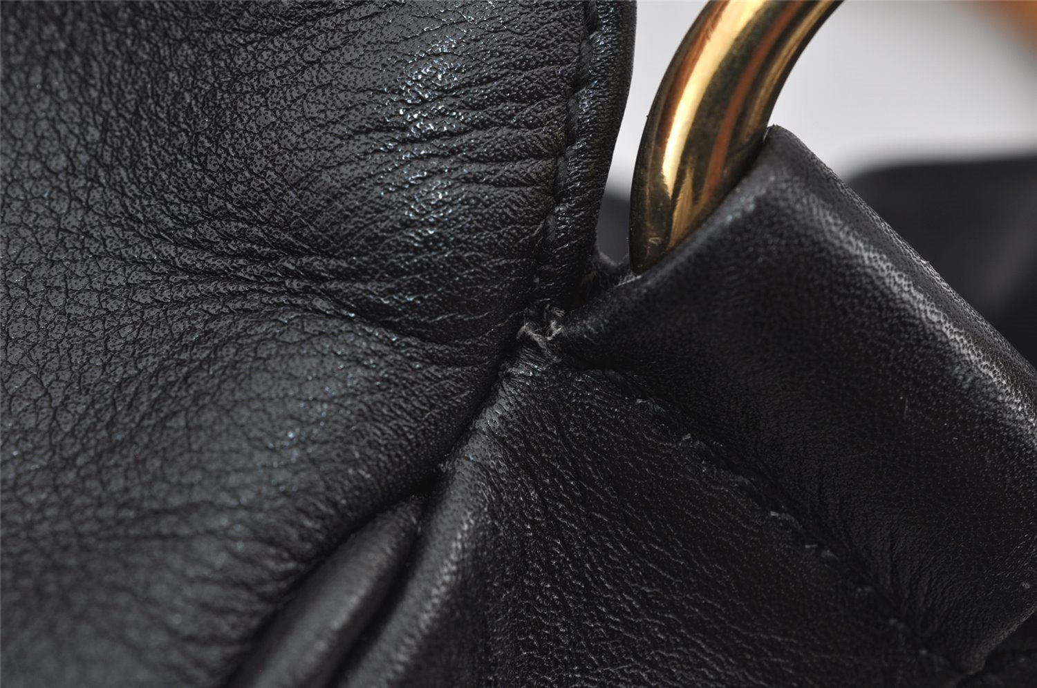 Authentic GUCCI Vintage Bamboo 2Way Shoulder Hand Bag Leather Black Junk 7731J