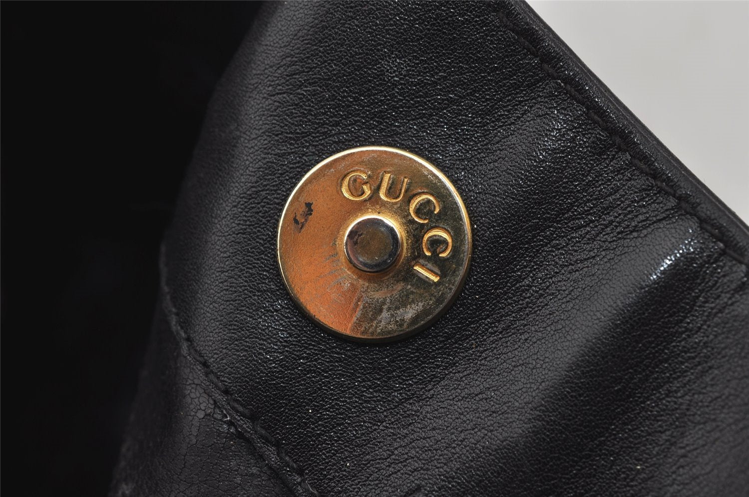 Authentic GUCCI Vintage Bamboo 2Way Shoulder Hand Bag Leather Black Junk 7731J