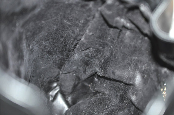 Authentic GUCCI Vintage Bamboo 2Way Shoulder Hand Bag Leather Black Junk 7731J