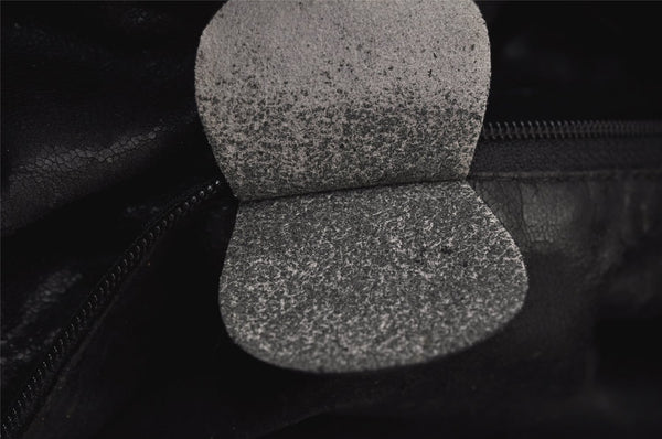 Authentic GUCCI Vintage Bamboo 2Way Shoulder Hand Bag Leather Black Junk 7731J