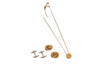 Authentic Christian Dior Gold Tone Chain Necklace Earrings Cuffs 3Set Junk 7731M