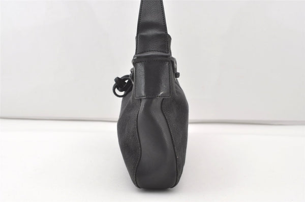 Authentic GUCCI Horsebit Shoulder Bag Purse GG Canvas Leather 101975 Black 7732J