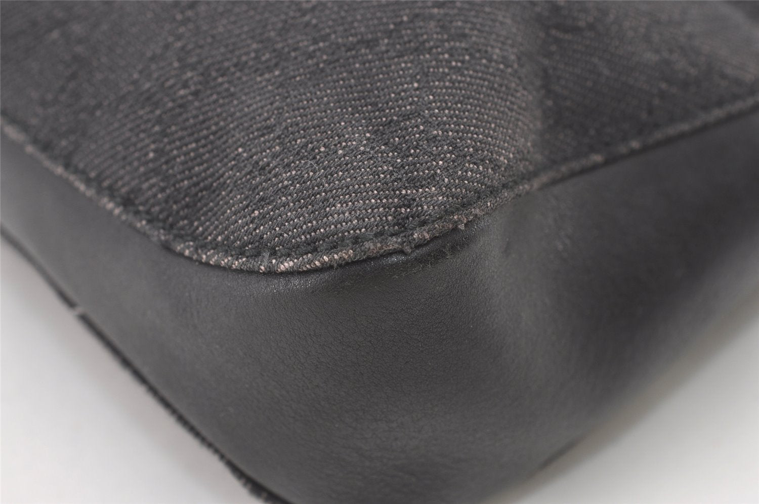 Authentic GUCCI Horsebit Shoulder Bag Purse GG Canvas Leather 101975 Black 7732J