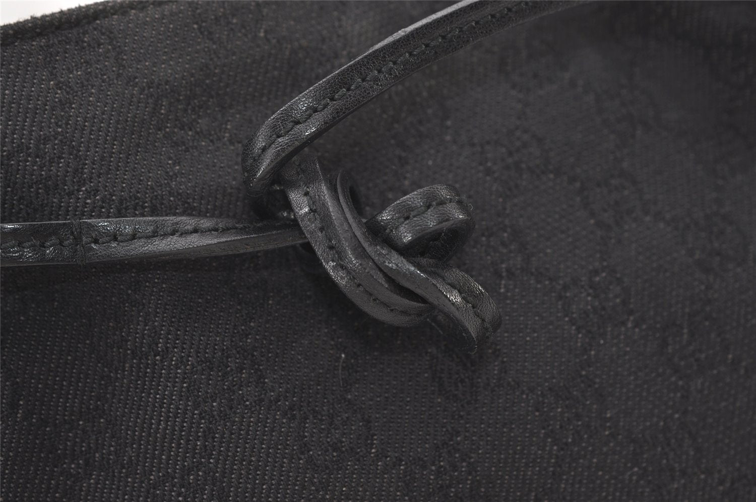 Authentic GUCCI Horsebit Shoulder Bag Purse GG Canvas Leather 101975 Black 7732J