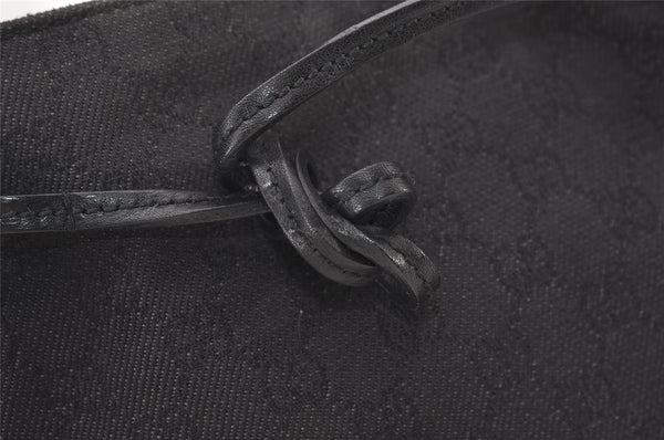 Authentic GUCCI Horsebit Shoulder Bag Purse GG Canvas Leather 101975 Black 7732J