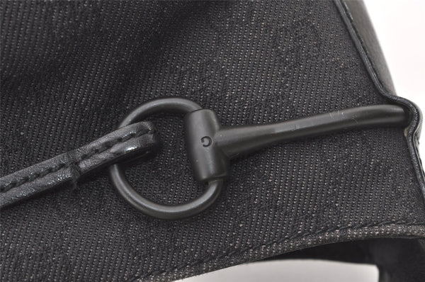 Authentic GUCCI Horsebit Shoulder Bag Purse GG Canvas Leather 101975 Black 7732J