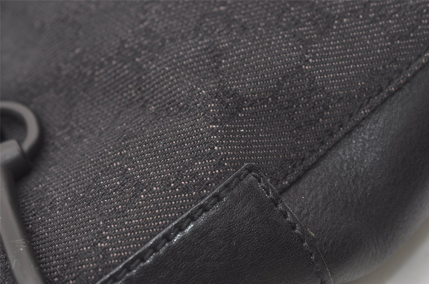 Authentic GUCCI Horsebit Shoulder Bag Purse GG Canvas Leather 101975 Black 7732J