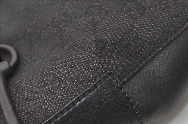 Authentic GUCCI Horsebit Shoulder Bag Purse GG Canvas Leather 101975 Black 7732J