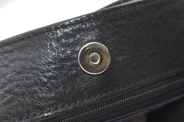 Authentic GUCCI Horsebit Shoulder Bag Purse GG Canvas Leather 101975 Black 7732J