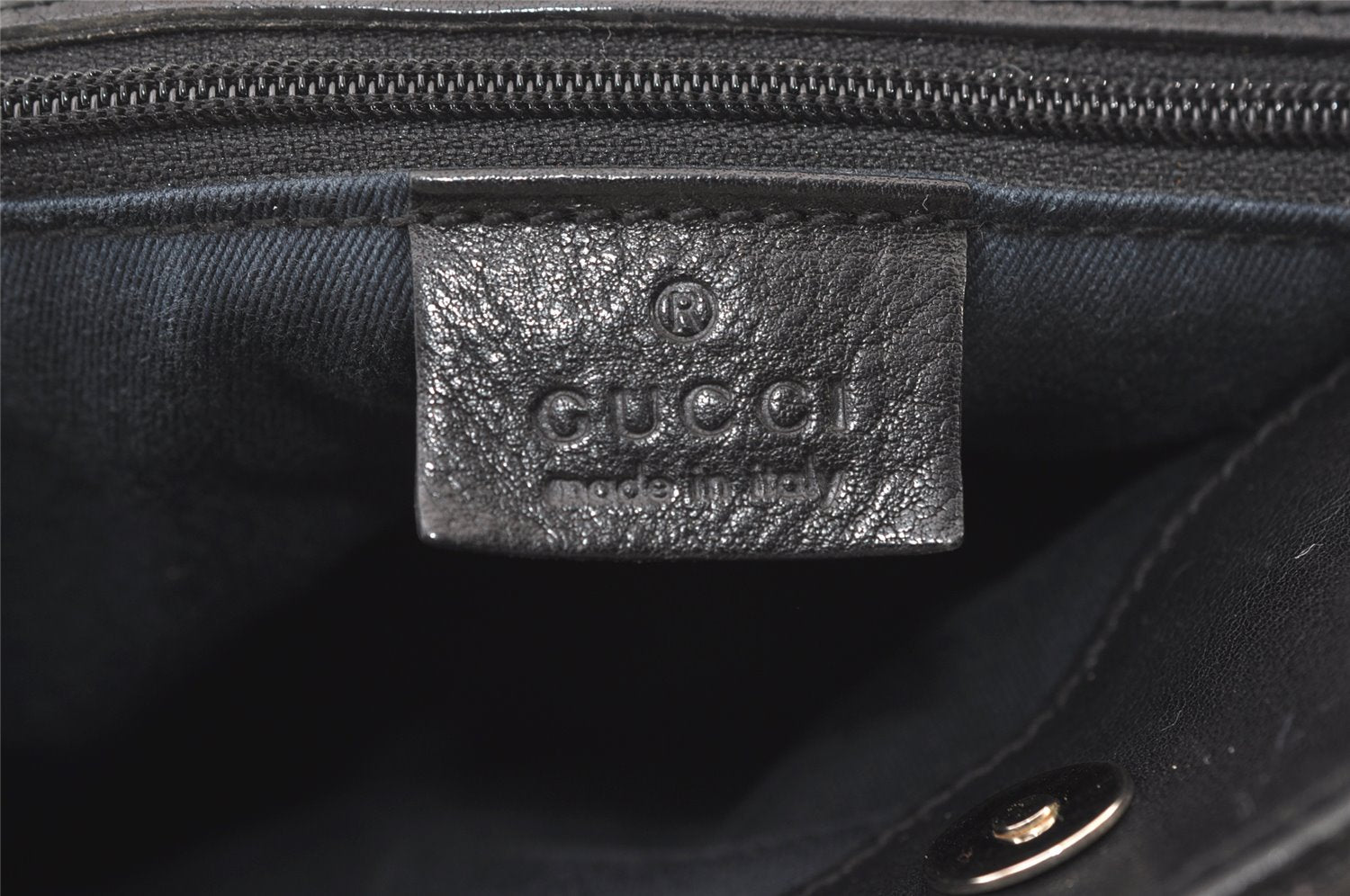 Authentic GUCCI Horsebit Shoulder Bag Purse GG Canvas Leather 101975 Black 7732J