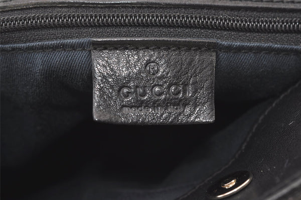 Authentic GUCCI Horsebit Shoulder Bag Purse GG Canvas Leather 101975 Black 7732J