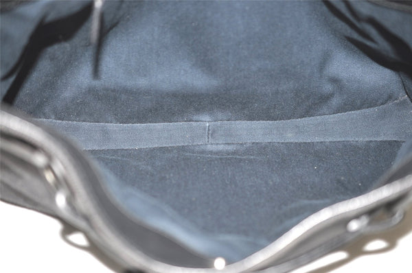 Authentic GUCCI Horsebit Shoulder Bag Purse GG Canvas Leather 101975 Black 7732J