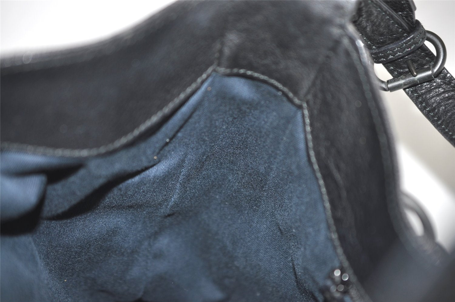 Authentic GUCCI Horsebit Shoulder Bag Purse GG Canvas Leather 101975 Black 7732J