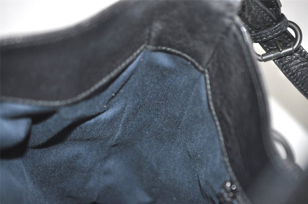 Authentic GUCCI Horsebit Shoulder Bag Purse GG Canvas Leather 101975 Black 7732J