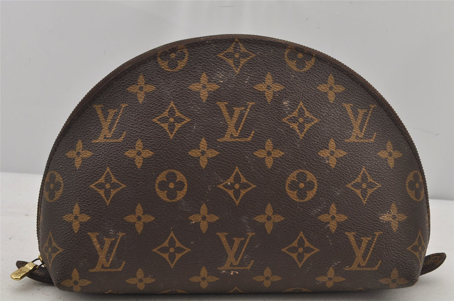 Authentic Louis Vuitton Monogram Trousse Demi Ronde 23 Pouch M47520 Junk 7734J