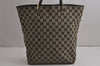 Authentic GUCCI Shoulder Tote Bag GG Canvas Leather 0021098 Black Gray 7737J