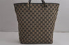 Authentic GUCCI Shoulder Tote Bag GG Canvas Leather 0021098 Black Gray 7737J