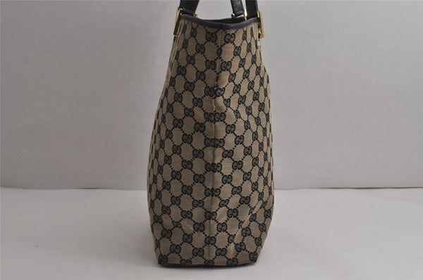 Authentic GUCCI Shoulder Tote Bag GG Canvas Leather 0021098 Black Gray 7737J