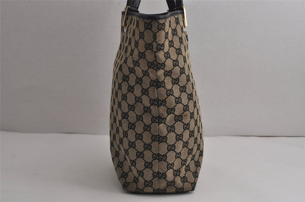 Authentic GUCCI Shoulder Tote Bag GG Canvas Leather 0021098 Black Gray 7737J