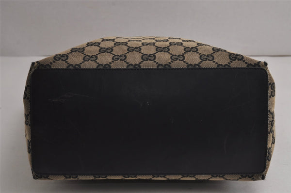 Authentic GUCCI Shoulder Tote Bag GG Canvas Leather 0021098 Black Gray 7737J