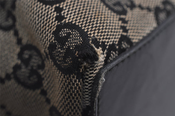 Authentic GUCCI Shoulder Tote Bag GG Canvas Leather 0021098 Black Gray 7737J