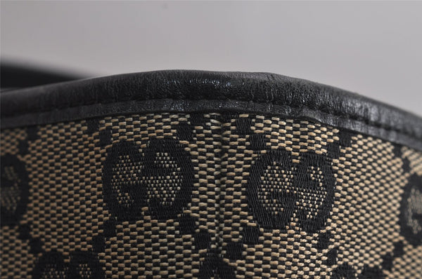 Authentic GUCCI Shoulder Tote Bag GG Canvas Leather 0021098 Black Gray 7737J