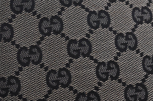 Authentic GUCCI Shoulder Tote Bag GG Canvas Leather 0021098 Black Gray 7737J